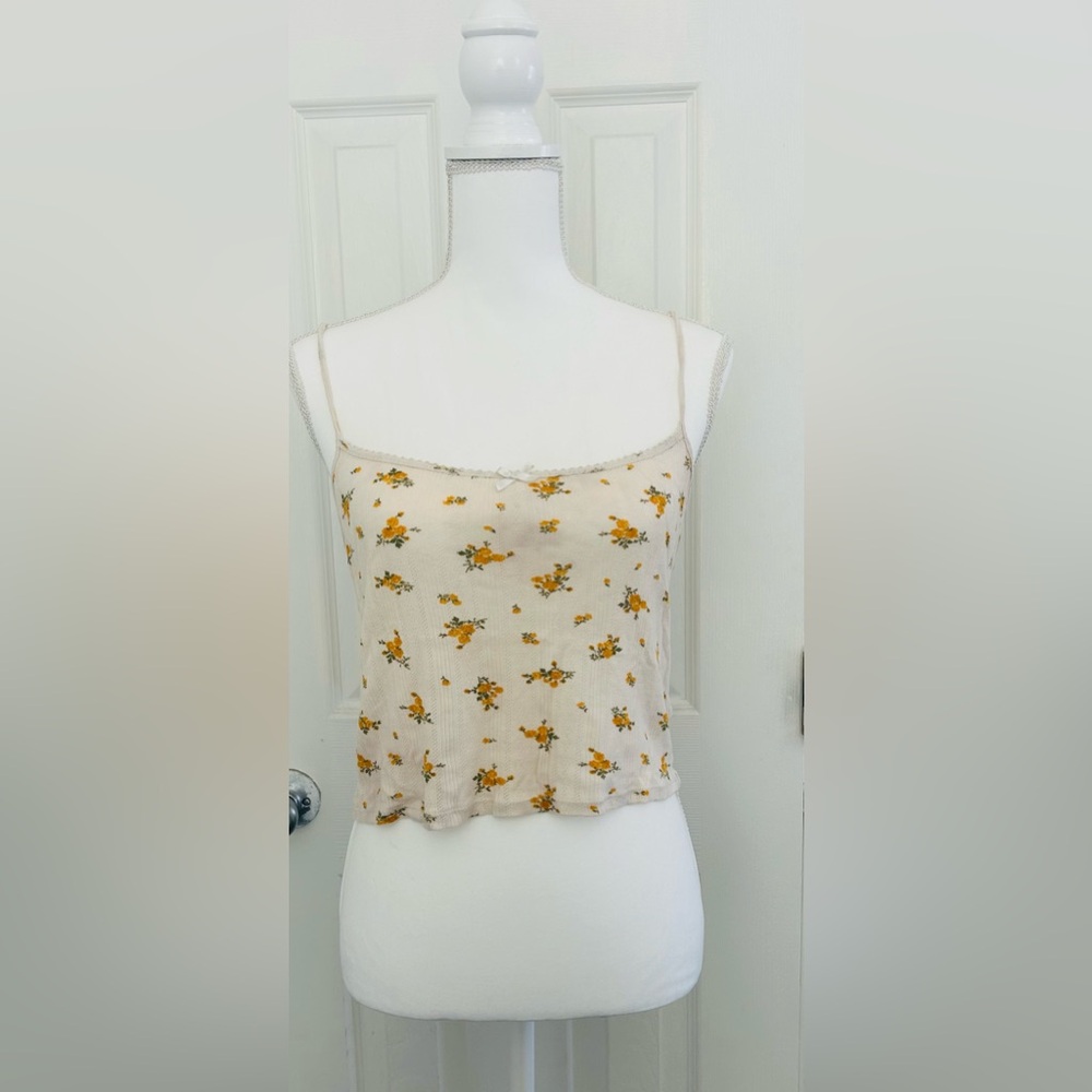 Forever 21 Cream Cami with Yellow/Orange Floral Print